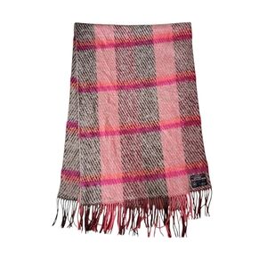 Simons Mohair Blend Large Scarf Shawl Colourful Plaid Made in France